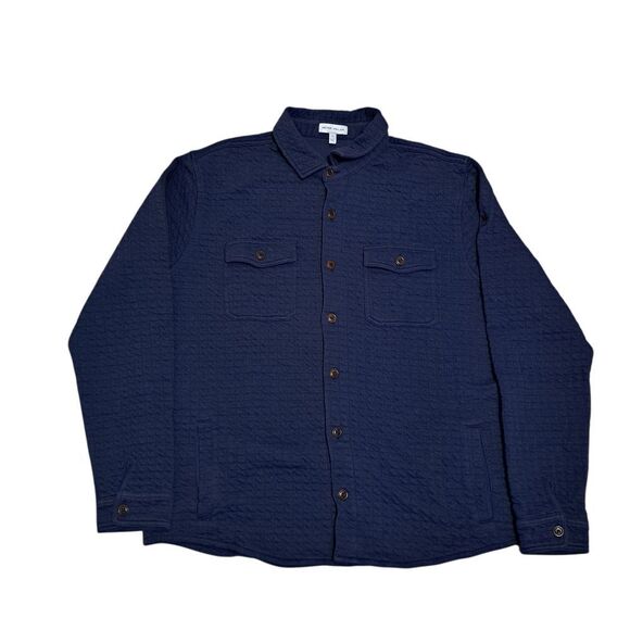 Peter Millar Navy Quad Quilted Knit Minimalist Preppy Button Down Jacket Large - Picture 1 of 16